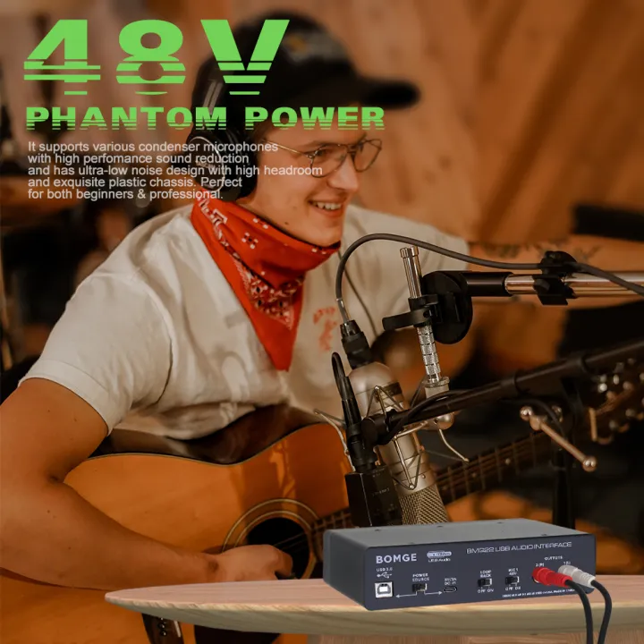BOMGE%20USB%20Audio%20Interface(24%20bit/192%20kHz)%20with%20XLR,%20phantom%20power%20,%20Direct%20Monitoring%20,%20Loopback%20for%20PC%20Recording,%20Streaming,Guitarist,%20Vocalist,and%20Podcasting%20-%20Image%203