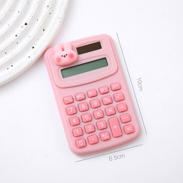 8 Digits Cute Mini Portable Digit Calculator Stationery Office Supplies Small Cartoon Animal Cartoon Cute Calculator Candy Color Kawaii Learning Tools