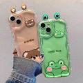 Phone Case For OPPO A58 4G A79 A18 A38 A9 A5 2020 A94 5G F17 F19 F11 F9 Reno 4 5 6 7 Pro Back Cover Casing 3D Cartoon Couple Cute Bear Frog Eyes Cat Ears Silicone Soft Shockproof Anti-falling Fashion Trendy Wavy Edge. 