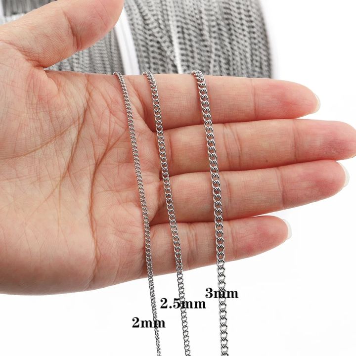 1/2/5/10Meter%202.0/2.5mm%20Gold%20Stainless%20Steel%20Flat%20Cable%20Necklace%20Chains%20Accessories%20For%20Bracelet%20Jewelry%20Makings%20Components%20DIY%20-%20Image%202