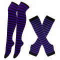 1 Set Women Gothic Punk Over Knee Long Stripe Socks Arm Sleeve Gloves for Girl Thigh High Cotton Socks Sweet Cute Christmas Gift. 