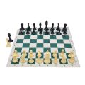 Leap Chess Set Green & White Roll Up Vinyl Board, Hard Plastic Pieces & Free Bag- Ideal for Professional Chess Players. 