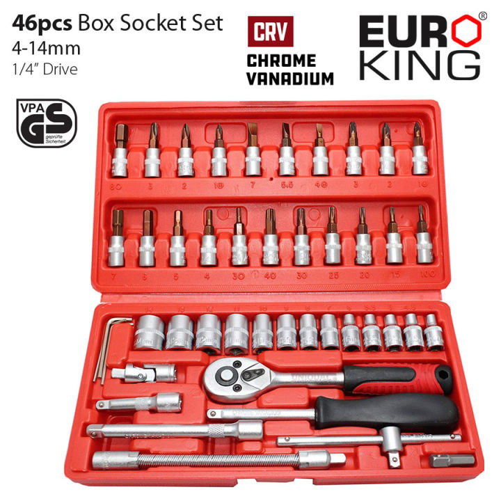 Box Socket Wrench Set - EuroKing - 46Pcs - 1/4" Drive - CRV - TUV Standard