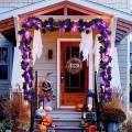 1pc Halloween Artificial Hanging Fall Leave Vines With 20 LED Black Leaf Garland With Purple Lights Powered Horror Atmo. 