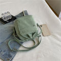 2024 New Women Bag Middle Shoulder Bag Korean Style Drawstring Bucket Bag Casual Light Youth Crossbody Bag Whole Sale. 
