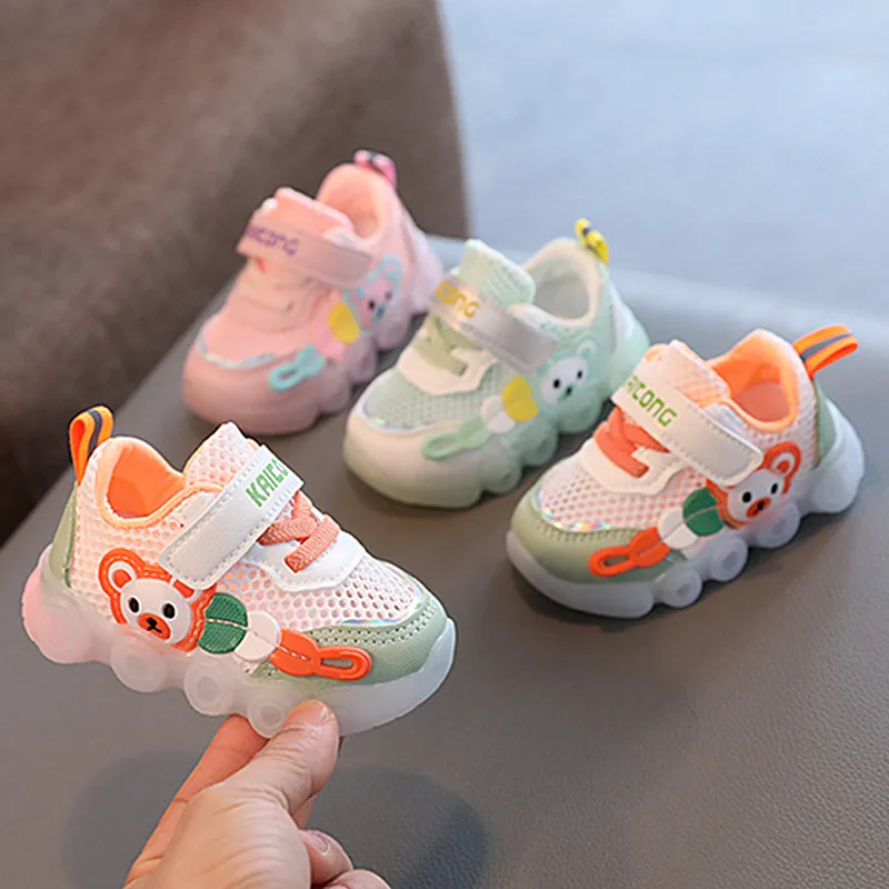 HCNTES Baby Boys Girls Sneakers LED Light Up Shoes Flashing Non-Slip Sports Sneakers For Toddler/Little Kid/Big Kid(Blue,22