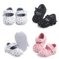 Baby Girl Soft Sole Shoes, Cute Toddler Anti-slip Sneaker, Newborn Bowknot Dot Shoes. 
