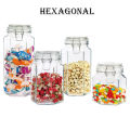 Square/Hexagonal  Glass Food Storage Jars with Airtight Clamp Lids. 