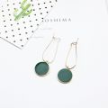Korean Green Circle Earrings Women Classic Round Earing. 