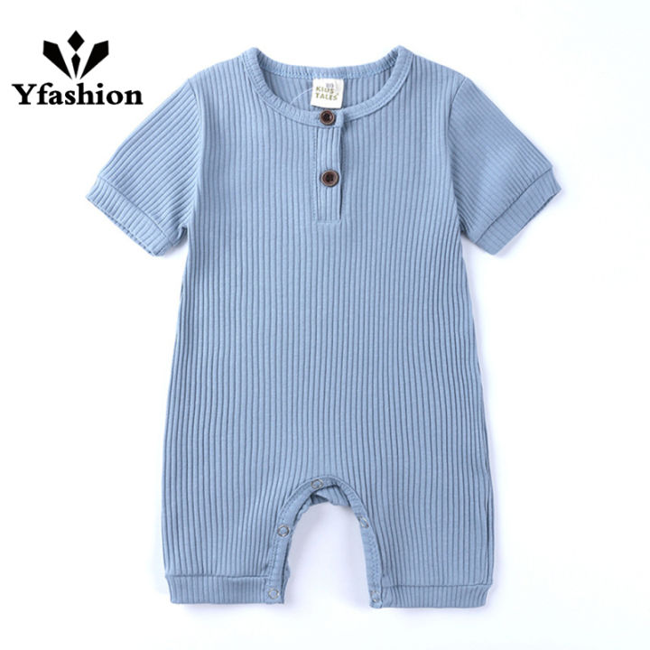 Baby Summer Jumpsuit Newborn Cotton Short Sleeves Romper Fashion Infant Solid Color Bodysuit For Boys Girls