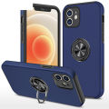 【ThinkWay】Double Layer Hard Strap 360 Degree Ring Bracket Silicone Bumper Shockproof Shell Magnetic Car Mount Cover For iphone12 Pro (fine hole) & iphone12 Pro Max (fine hole). 