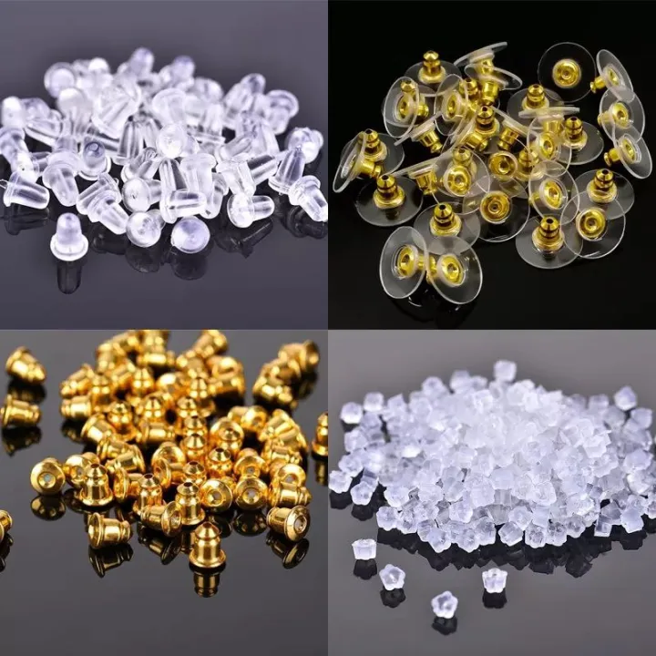 50 Pcs Clear Rubber Flower Earring Backs - Secure Earring Stoppers