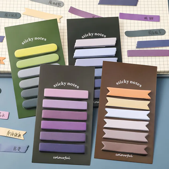 RHS Online 120 Sheets 6 Colors Morandi Gradient Color Sticky Notes Set Memo Pad Lable Sticker Bookmarks Notepad Sticky Index