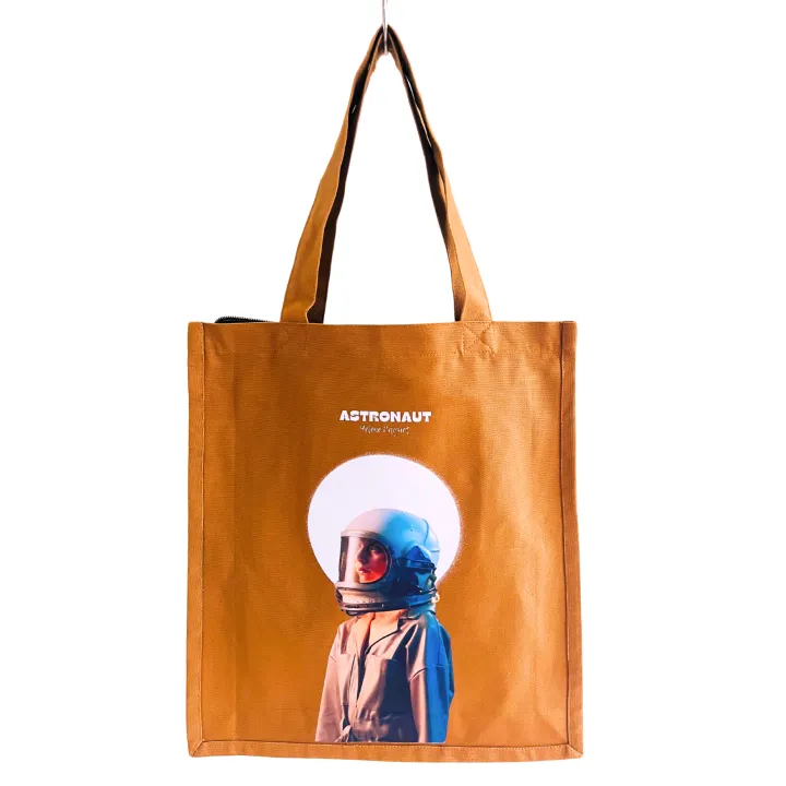 Heavy Duty Brown Eco Friendly Large Canvas Tote Bag with Zipper - 14.5 inches (L) * 3 inches (W) * 16 inches (H) - Holds up to 15kg