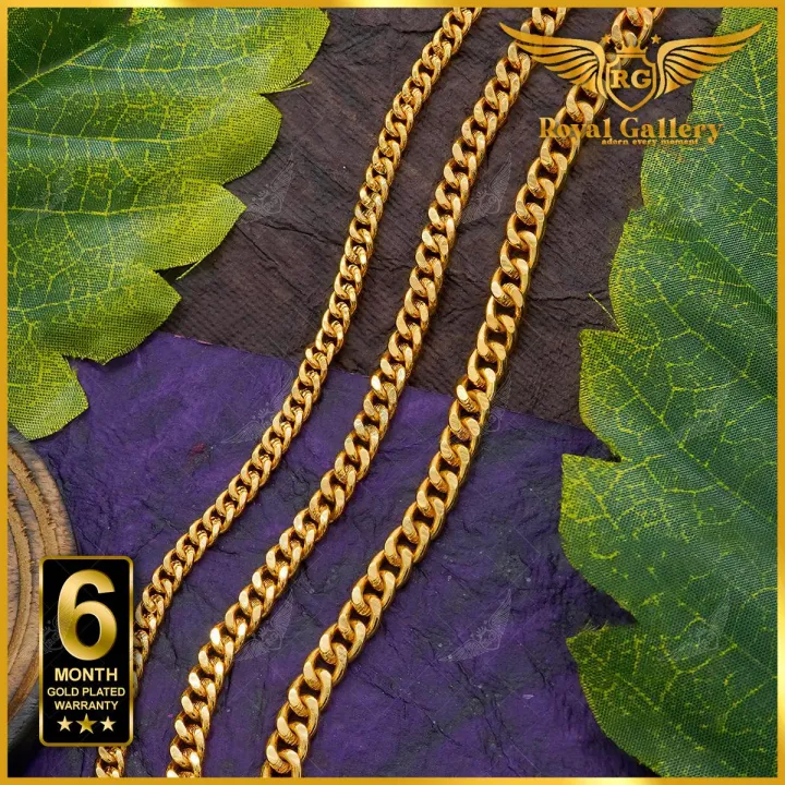Gold Plated Miami Cuban Chain Long-Lasting Guaranteed 3MM 4MM 5MM 24 Inch with Free Gift Box [RG]-MC