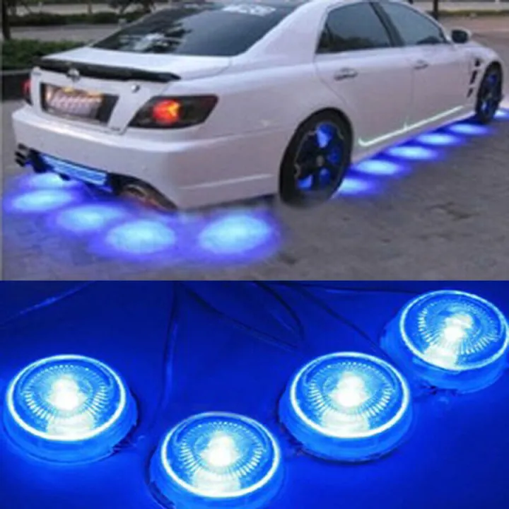 POSSBAY 8 Pcs LED Blue Light Car Glow Underbody System Neon Lights Night Decoration External Lamp Bulbs