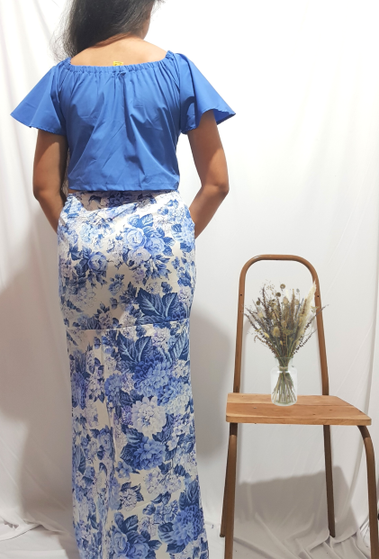 GORGIANA%20Women's%20Casual%202%20Pc%20Dress%20Blue%20Top%20And%20Bottom%20Blouse%20&%20Skirt%20-%20Image%203