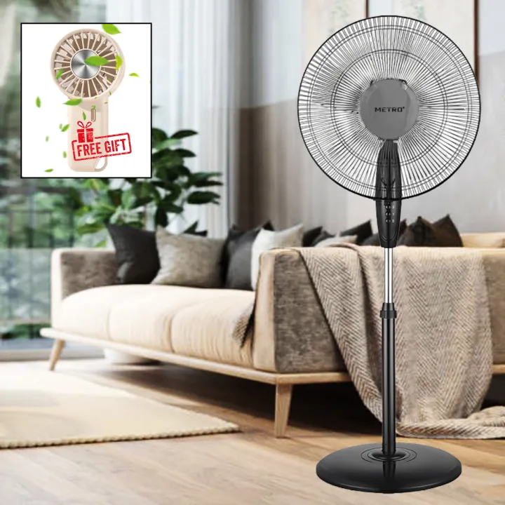Premium 4-Speed 16" Stand Fan with 5 AS Blades + 60-Min Timer & 1-Year Warranty | Adjustable Height High-Performance Cooling Fan + FREE Mini Rechargeable USB Fan (Limited Time Only!)