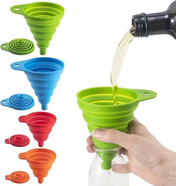 Foldable Funnel Silicone Collapsible Funnel Portable Funnels For Fuel Hopper Collapsible Beer/ Oil Funnels Kitchen Tools