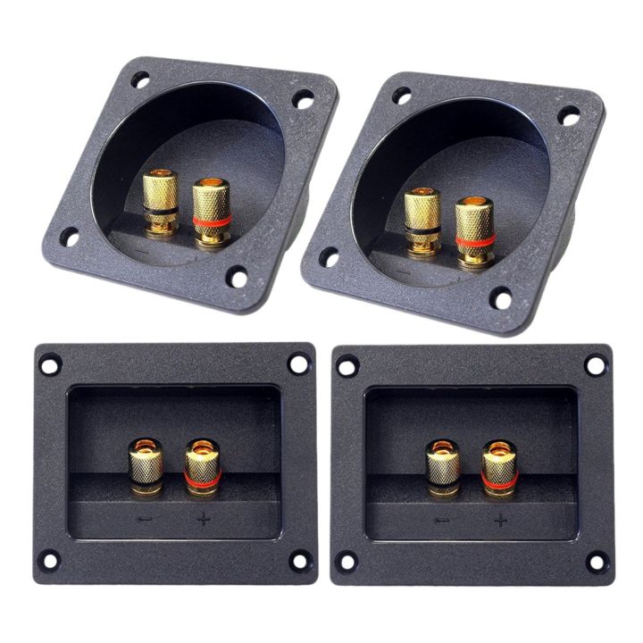 DIY Home Car Stereo Screw Cup Connectors Subwoofer Plugs 2-Way Speaker Box Terminal Binding Post, 4 Pcs Black