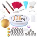 The Bakers paradise 138 Pieces per Set Cake Decorating Supplies Kit Complete Set with Cake Table, Cake Decoration Tools Set of Kitchen Accessories Cake tool Full Set, Baking Supply with Cake Turntable. 