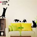 Cartoon Black Naughty Kitten Wall Sticker For Kids Room Bedroom Stairs Home Decoration Vinyl Wall Decals Cute Cats DIY Art Mural. 