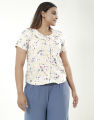 Spring and Summer Short Sleeves Blouse with Pleated Neck Line. 