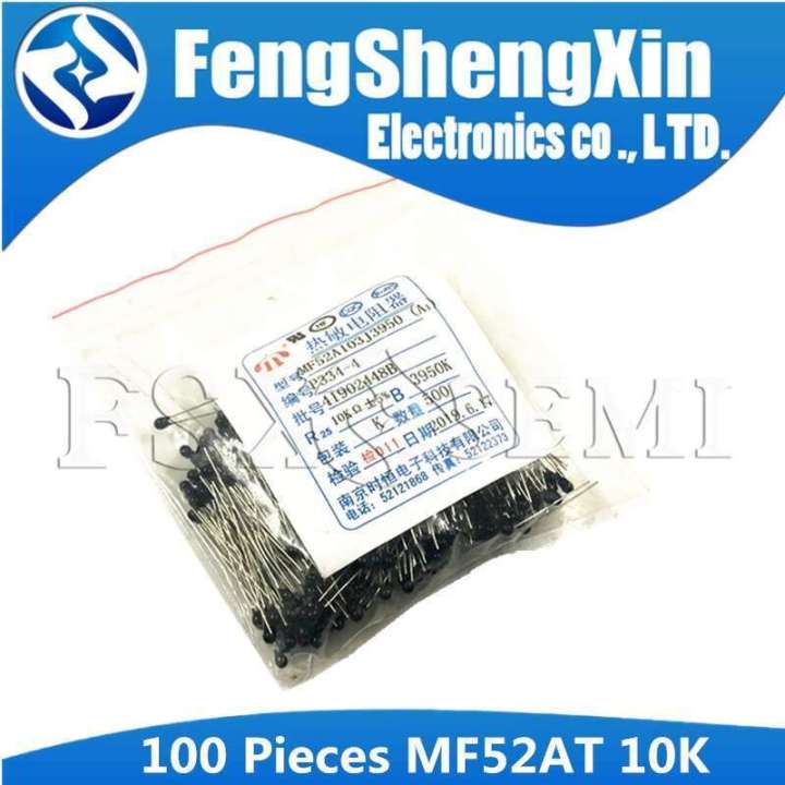 100pcs MF52A 10k OHM NTC MF52AT 3950 Thermistor NTC-MF52AT MF52 10K ...