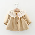 Spring And Autumn New Girls' Baby Long Sleeve Windbreaker Coat Lace Lapel Infant Coat Windproof Girl Children'S Clothing Suitable For 0-3 Years Old. 