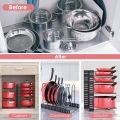 Adjustable Pots and Pans Organizer Rack, Kitchen Organizer. 