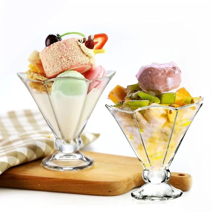 Glass Dessert Bowls Ice Cream Sundae Set Of 1 Fruit Cocktail Pudding Dishes Cup   Ice Cream Glass Bowl - 1Pcs