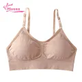 Muses Mall Sports Style Underwear Comfortable Seamless Push-up Yoga Bra with Adjustable Straps for Women Deep V Neck Shockproof Wireless Jogging Bra Sports Underwear. 