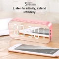 G10/Q5 Portable Bluetooth Digital Alarm Clock Speaker FM Radio /Stereo Speakers/Hands-free Calling Support/Mirror Screen Dispaly/Support FM TF AUX / Phone Holder. 
