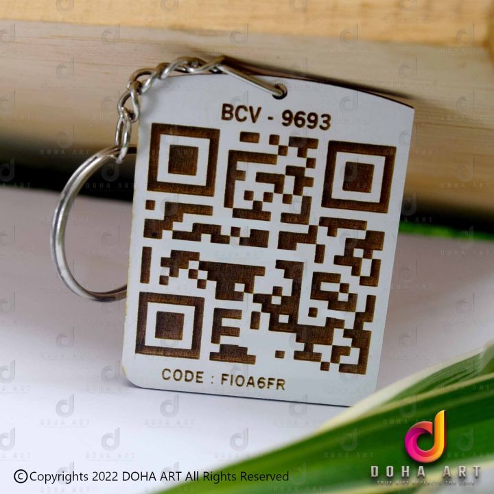 Customized QR code Key Tags, Personalized Plywood Key Tags, Box Key Chain