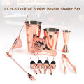 11 PCS Cocktail Shaker Set with Boston Shaker Cup Stainless Steel Cocktail Mixology Kit with Bartender Shaker Hawthorne/ Fine Mesh Strainer Jigger Liquor Pourer Mixing Spoon & Fork Ice Tong Making Wi-ne Drinks Tool for Home Bar. 