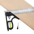 30cm Stainless Steel Angle Ruler Woodworking Measuring Tools Set Precise Aluminium Durable Adjustable Combination Spirit Level. 