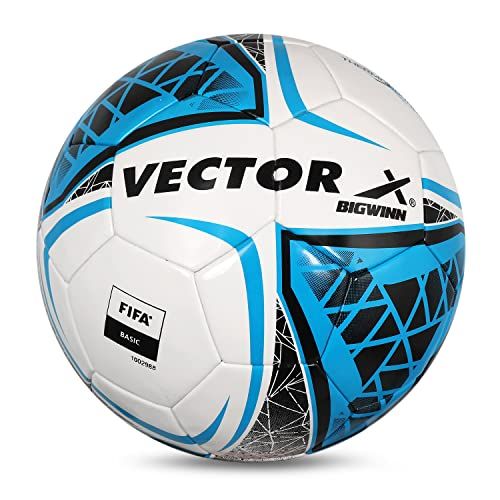 Vector X Bigwin Thermo Bounded Professional Play Football IZE: 5 (White-Sky)  (FROM INDIA SAB)