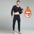 Men's Thermal Underwear Suit Autumn and Winter Thin Solid Color Long Johns Fleece-lined Thickened Youth Cotton Bottoming Sweater. 