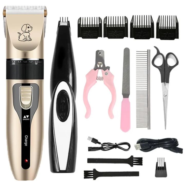 transparent bag Professional Cat Dog Hair Clipper Grooming Kit Rechargeable Pet Hair Trimmer Shaver Set Animals Hair Cutting Machine Low-Noise