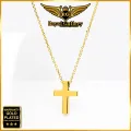 Gold Simple Cross Pendant with Link Chain Stainless Steel Guaranteed Long Y Luxury Necklace warranty Lightweight sunny Style J-Hope Suga Women & Men Fashion Party Gold Plated Jewelry Unisex Ornament Gift RG-CP. 