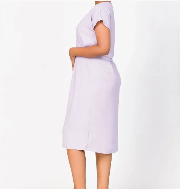 Front%20Cross%20Flap%20Detail%20Dress%20Women's%20Casual%20Midi%20Dress%20Short%20Sleeve%20V-Neck%20A-Line%20Dress%20-%20Image%202