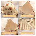TZ Japanese Style Sweet Lace Vintage Rose Flower Underwear Women's Thin Push-Up No-Rings Comfortable Breathable Bra Set. 