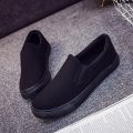 Work Shoes Cloth Shoes plus Size Lazy Shoes Pure 『 Canvas Shoes Black Summer All Black Men's Breathable Men's Slip-on ˇ. 