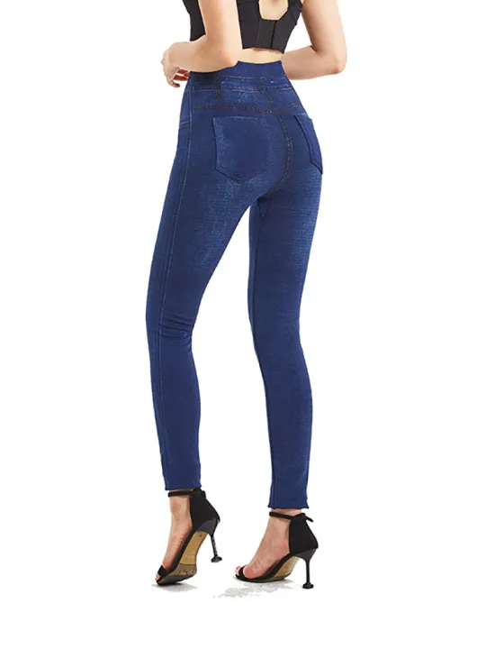 VISNXGI%20Stretchy%20Solid%20Color%20Plus%20Size%20Jeggings%20Fashion%20False%20Jeans%20Women%20Tight%20Seamless%20Pocket%20Leggings%20Soft%20Pencil%20Pants%20-%20Image%202