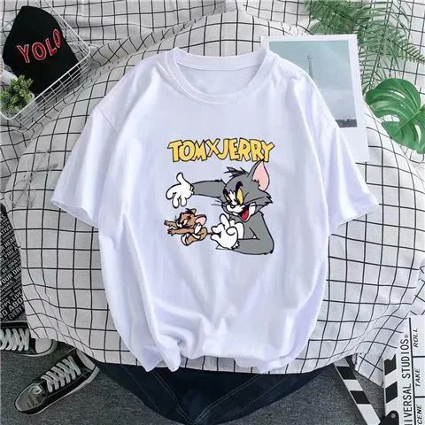 Cat%20And%20MouseTT-shirt%20Men's%20Tom%20Jerry%20Cartoon%20Cartoon%20Short%20Sleeve%20Cotton%20Youth%20Student%20Couple%20Summer%20Wear%20-%20Image%205