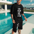 2022 New Summer Men's Set Casual Wear Men's T-shirt + Shorts Sports Suit Spades A Personality Fashion Trend Creative 3D. 