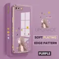 TA for iPhone 7 Plus 8 Plus Back Cover + Free Lanyard Charming Girl Luxury 6D Plating Case Side Pattern Soft Silicone Square Phone Cases for Girls. 