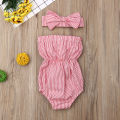 Newborn Kids Baby Girls Off Shoulder Striped Bodysuit With Big Bow Summer Babygrow Jumpsuit Outfits Wholesale. 