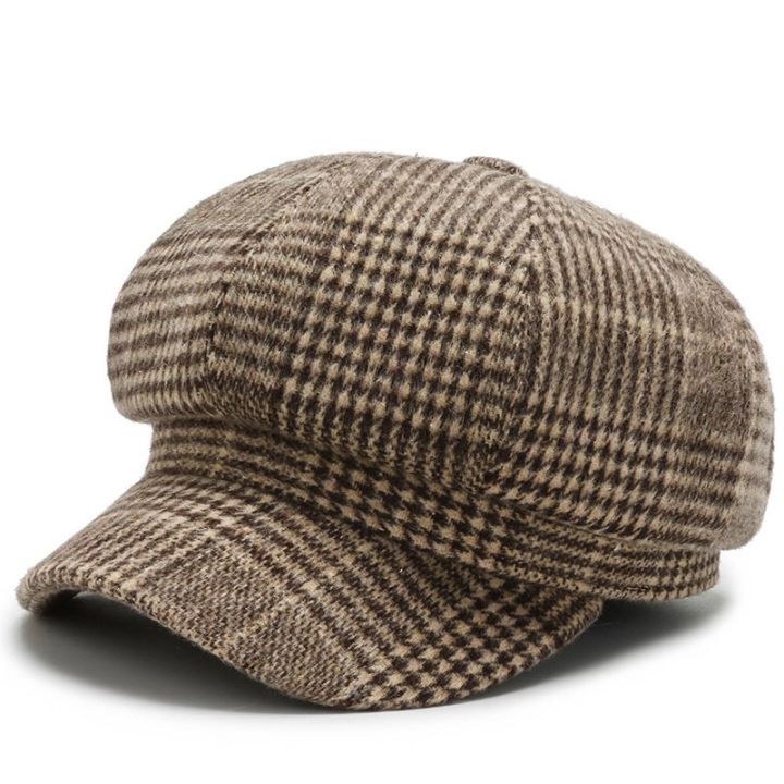 Panama%20Women's%20Houndstooth%20Octagonal%20Beret%20Duck%20Tongue%20Painter%20Hat%20Fashion%20Outdoor%20Elegant%20Retro%20Cap%20H114%20Boina%20Gorras%20-%20Image%202