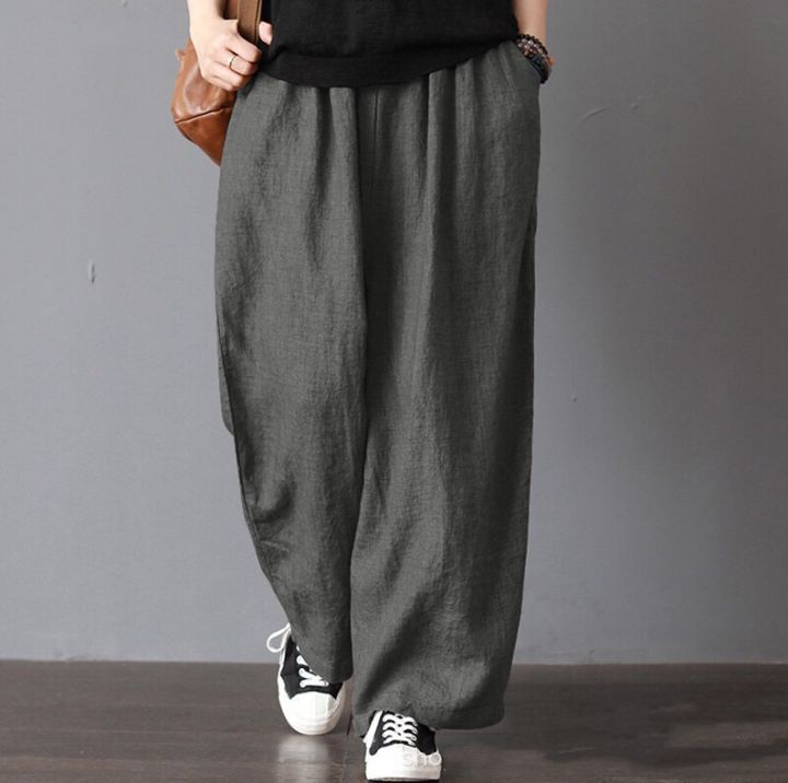 Yfashion%20Women%20Cotton%20Loose%20Wide-leg%20Pants%20Casual%20Cotton%20Linen%20Simple%20Solid%20Color%20Trousers%20Mid-waist%20Large%20Size%20Thin%20Pants%20-%20Image%208